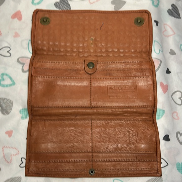 VIOLA CASTELLANI MILANO brownish/orange studded genuine leather wallet. - Picture 5 of 11